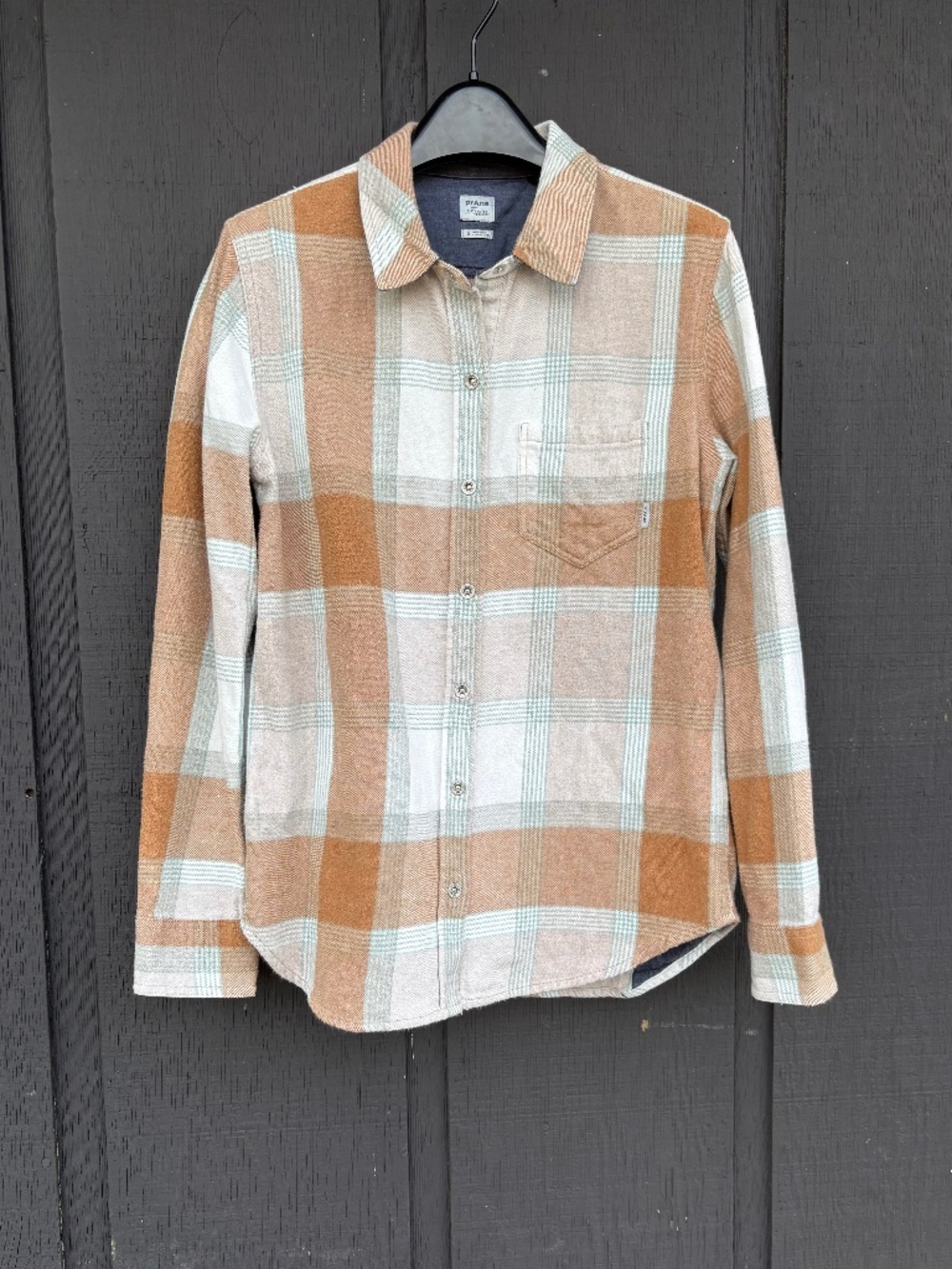 PrAnA Women’s Golden Canyon Flannel Button Down Organic Recycled Size Small